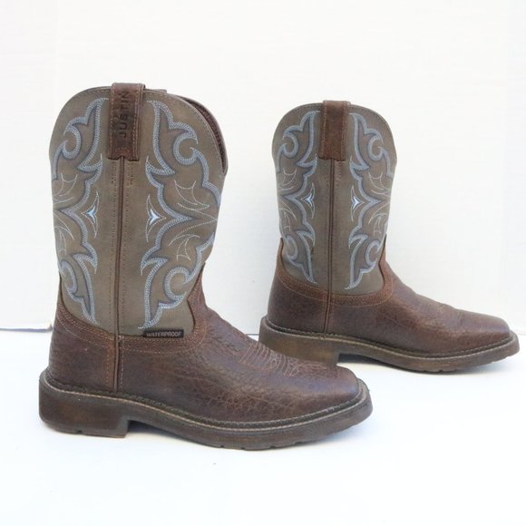 Justin Boots Shoes Justin Square Toe Cowboy Work Boots Size 9 D